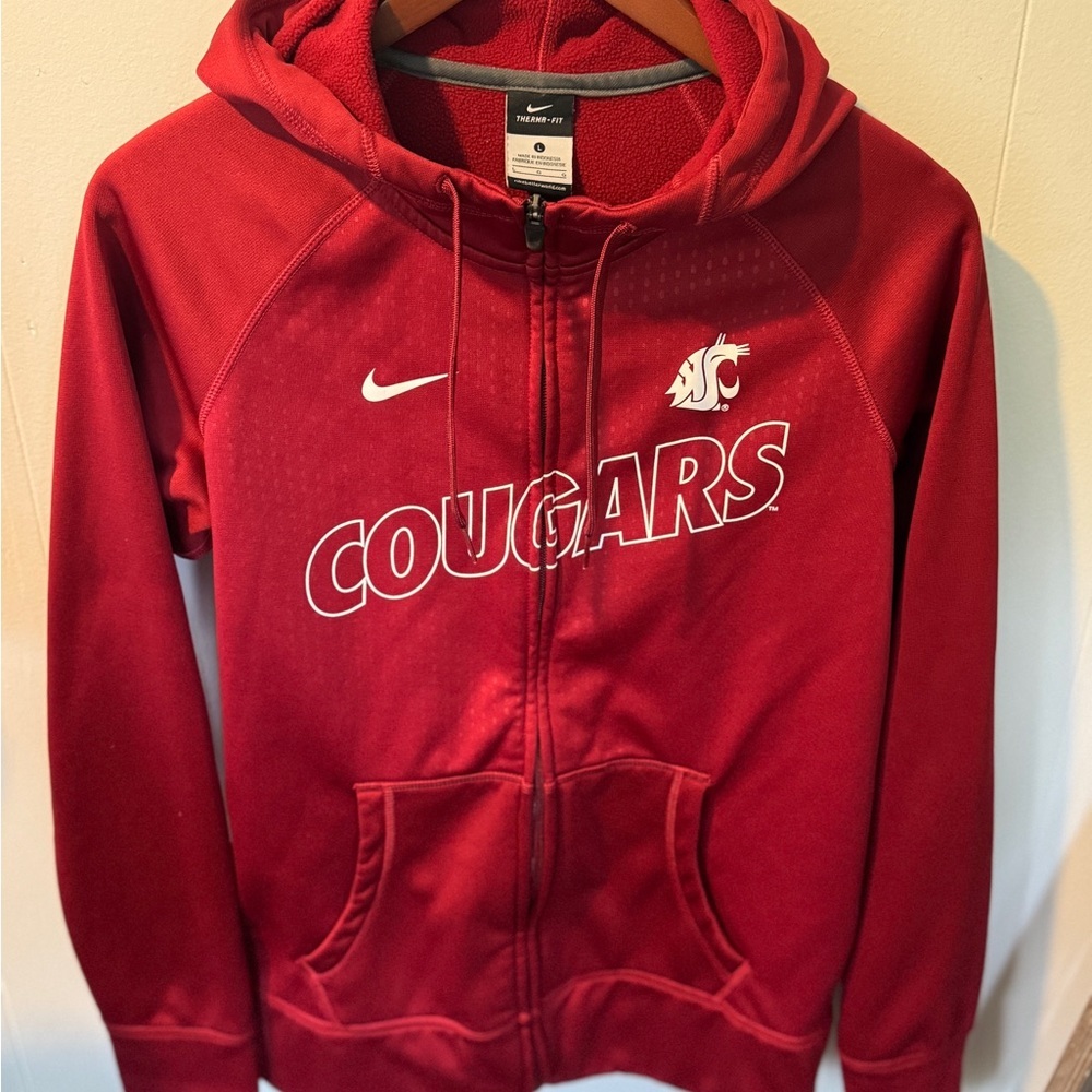 ❤️🐾 Nike WSU Cougars Therma-Fit Zip Hoodie Women's Large ✨ - Picture 2 of 8